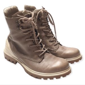 Women's Taupe Lace-Up Combat Boots - Stylish Everyday Boots